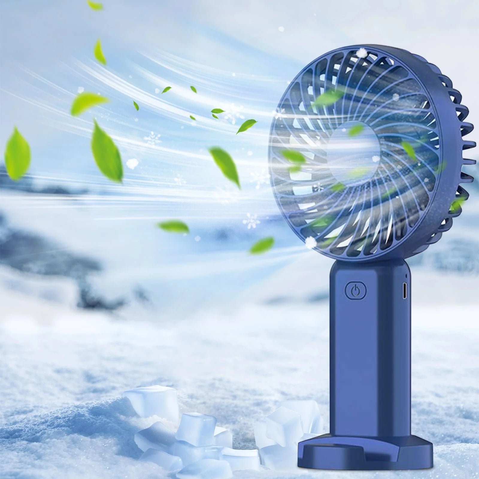 Tower Electric Fan Portable Ac Unit Office Air Conditioner Portable Household Small Conditioning Fan, for Outdoor Indoor Commuting, Office, Travel (Blue)