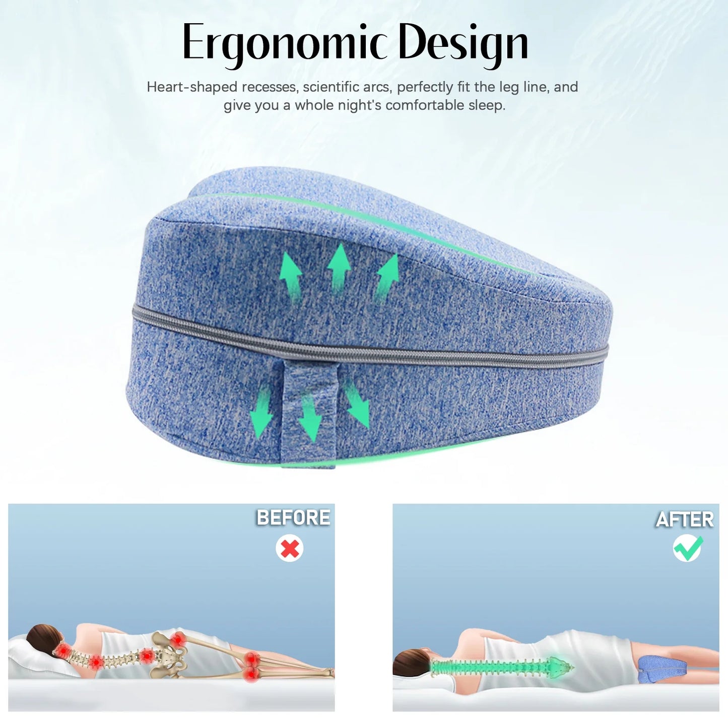 Smoothspine Alignment Pillow - Relieve Hip Pain & Sciatica, Leg Alignment Pillow, Smooth Spine Improved Leg Pillow for Sleeping Side Sleeper (Red)