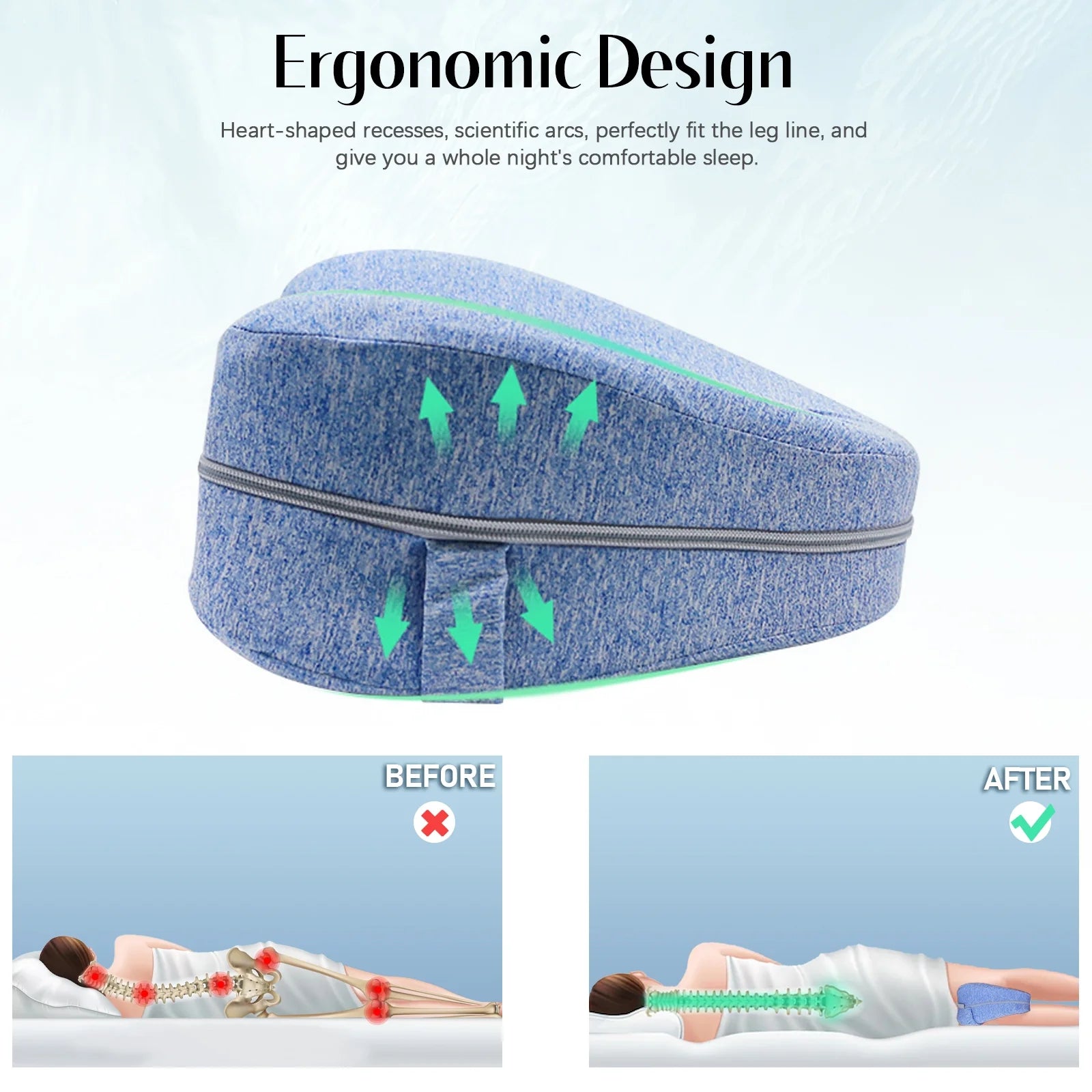 Smoothspine Alignment Pillow - Relieve Hip Pain & Sciatica, Leg Alignment Pillow, Smooth Spine Improved Leg Pillow for Sleeping Side Sleeper (Red)