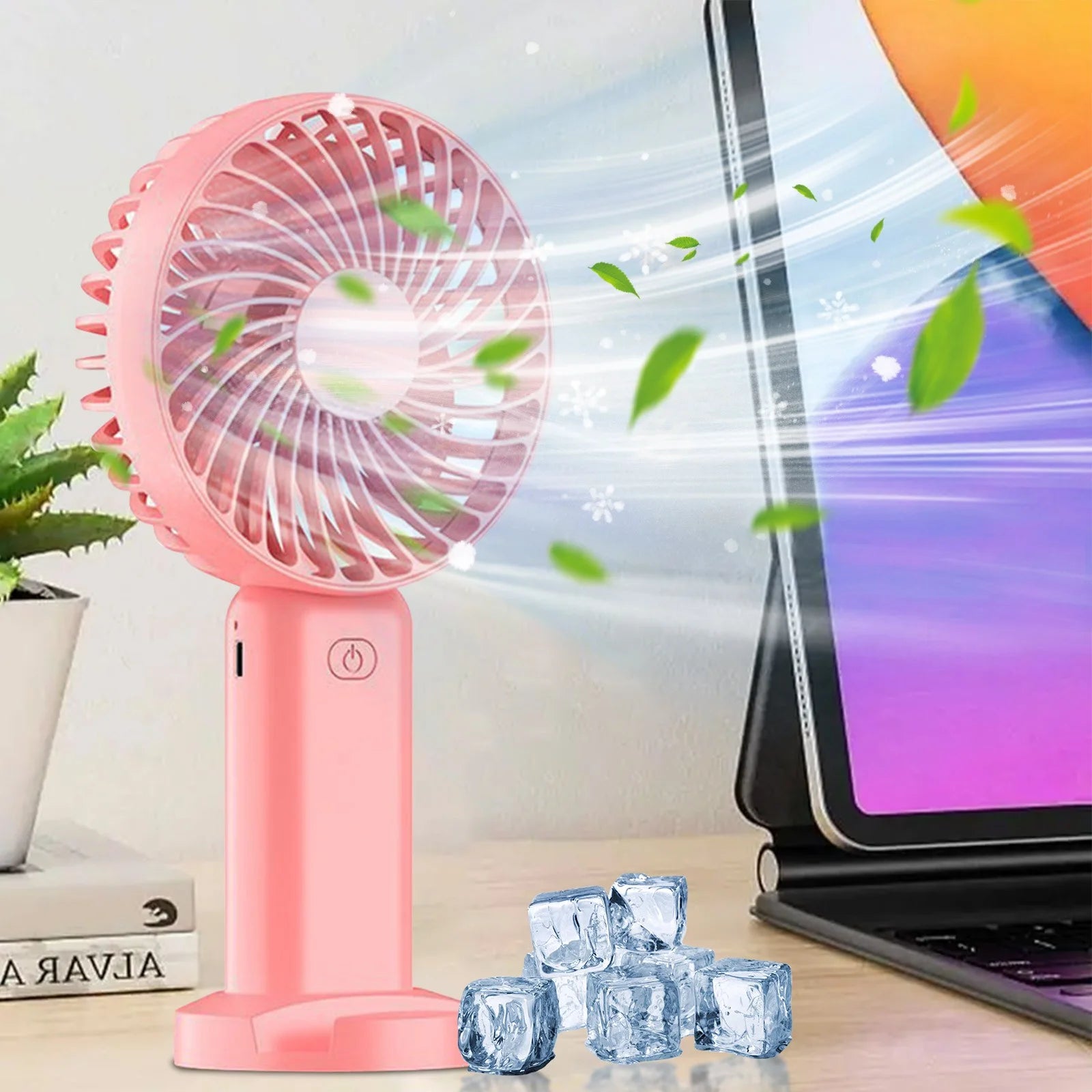 Tower Electric Fan Portable Ac Unit Office Air Conditioner Portable Household Small Conditioning Fan, for Outdoor Indoor Commuting, Office, Travel (Blue)
